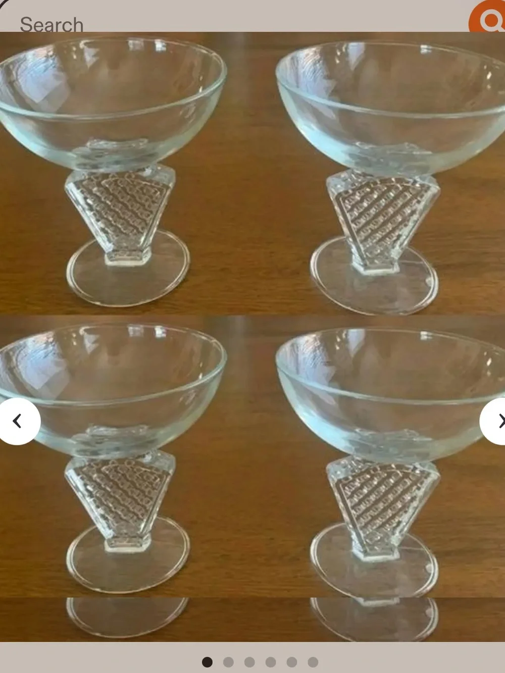1950s Cristal d’Arques Durand Gaufrette Champagne Sherbet Glasses French Vintage